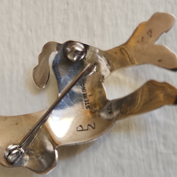 Adorable Native American Navajo Handmade Turquoise & Sterling Burro Brooch ♥️🫏 - Picture 6 of 13